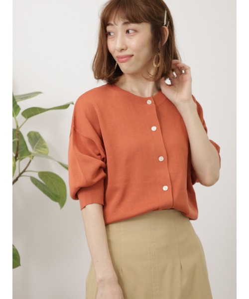 Lugnoncure（ルノンキュール）の「ボリュームスリーブカーディガン（カーディガン/ボレロ・レディース・グリーン/オレンジ/ベージュ/ブラック・ﾌﾘ-）」の4枚目の写真