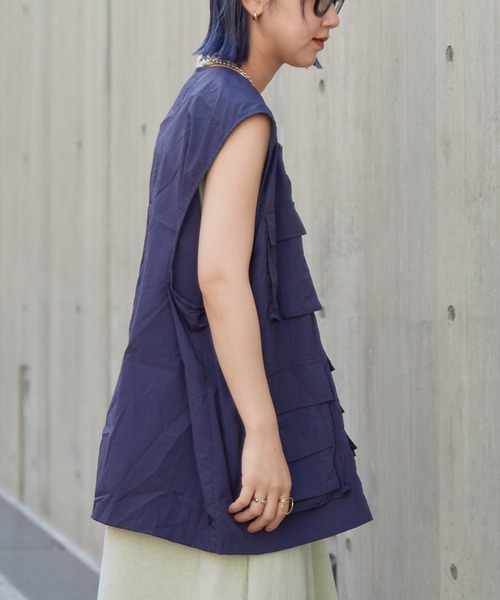 CIAOPANIC TYPY（チャオパニックティピー）の「ナイロンジップベスト（ベスト・メンズ・カーキ/ネイビー・MEDIUM/LARGE）」の6枚目の写真