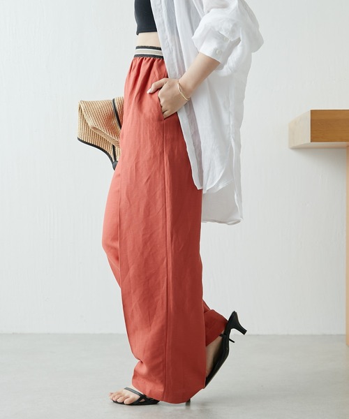 COLLAGE GALLARDAGALANTE（コラージュガリャルダガランテ）の「ウエストゴムリネンワイド（その他パンツ・レディース・ベージュ/グリーン/オレンジ・FREE）」の21枚目の写真