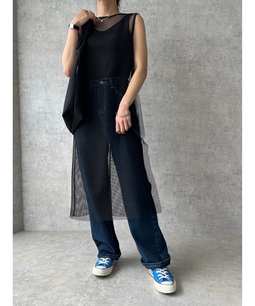 owndaily(オンデイリー)の「メッシュワンピース(ワンピース・レディース・アイボリー/ブラック・FREE)」の2枚目の写真
