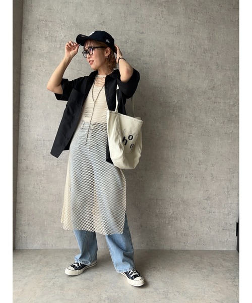 owndaily(オンデイリー)の「メッシュワンピース(ワンピース・レディース・アイボリー/ブラック・FREE)」の4枚目の写真