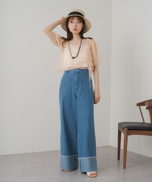 Kastane（カスタネ）の「【新色追加】キャミ付きチュールTee（Tシャツ/カットソー・レディース・ライトグレー/ブラック/アイボリー/ピンク系その他/ブラウン・FREE）」の12枚目の写真