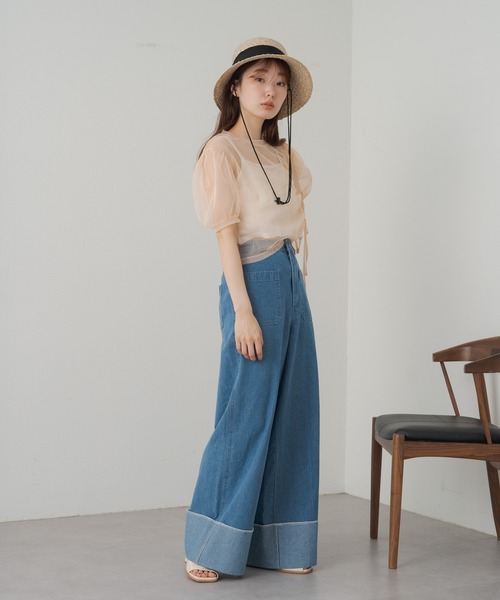 Kastane（カスタネ）の「【新色追加】キャミ付きチュールTee（Tシャツ/カットソー・レディース・ライトグレー/ブラック/アイボリー/ピンク系その他/ブラウン・FREE）」の13枚目の写真