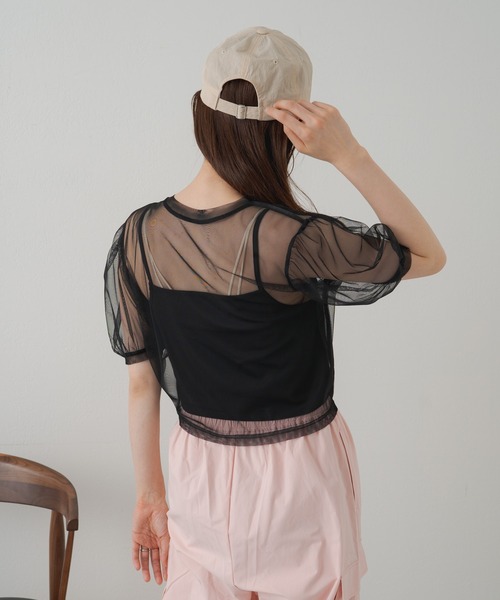 Kastane（カスタネ）の「【新色追加】キャミ付きチュールTee（Tシャツ/カットソー・レディース・ライトグレー/ブラック/アイボリー/ピンク系その他/ブラウン・FREE）」の16枚目の写真