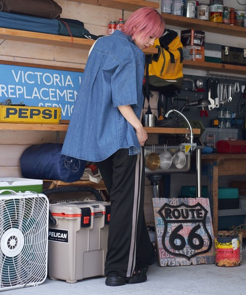 PBLIM（ページボーイリム）の「PBLIM/トラックラインパンツ（スウェットパンツ・レディース・ブルー/ブラック/グリーン・LARGE/MEDIUM）」の6枚目の写真