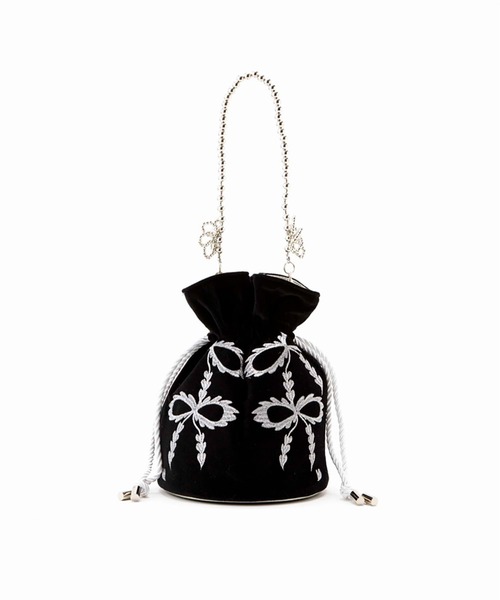 Casselini(キャセリーニ)の「Casselini(キャセリーニ)スカラップエンブロイダリー巾着(ハンドバッグ・レディース・ピンク/ブラック/アイボリー/ブルー/スモークピンク・FREE)」の12枚目の写真