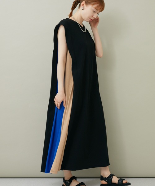 ROSIEE（ロージー）の「ROSIEE 脇配色ワンピース（ワンピース・レディース・ブラック/カーキ・FREE）」の2枚目の写真