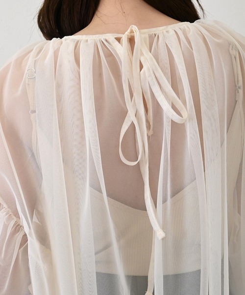 STYLEBLOCK（スタイルブロック）の「チュールレイヤードギャザーブラウス（シャツ/ブラウス・レディース・クリーム/ブラック/アイボリー・M）」の8枚目の写真