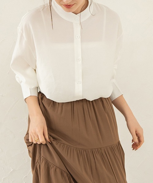 chocomee(チョコミー)の「スタンドカラーロングシャツ/stand collar long shirt(シャツ/ブラウス・レディース・ホワイト・FREE)」の7枚目の写真