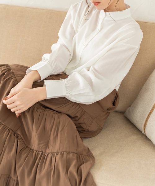 chocomee(チョコミー)の「スタンドカラーロングシャツ/stand collar long shirt(シャツ/ブラウス・レディース・ホワイト・FREE)」の6枚目の写真