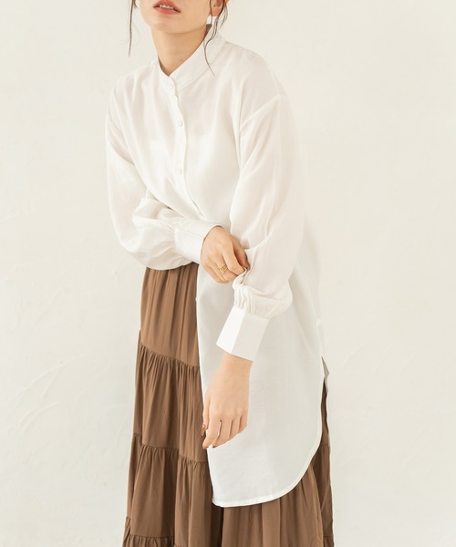 chocomee(チョコミー)の「スタンドカラーロングシャツ/stand collar long shirt(シャツ/ブラウス・レディース・ホワイト・FREE)」の8枚目の写真