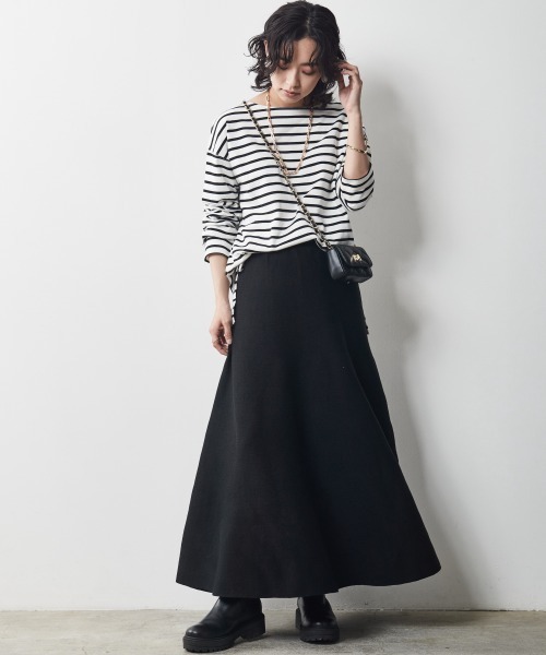 CHIC STYLE(シックスタイル)の「<大きいサイズ>ニットフレアロングスカート シックスタイル(スカート・レディース・ブラウン/ブラック・3L/5L/4L/L/LL)」の10枚目の写真