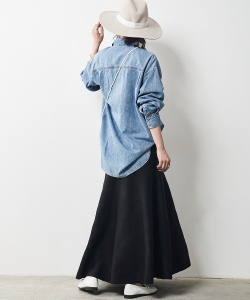 CHIC STYLE(シックスタイル)の「<大きいサイズ>ニットフレアロングスカート シックスタイル(スカート・レディース・ブラウン/ブラック・3L/5L/4L/L/LL)」の12枚目の写真