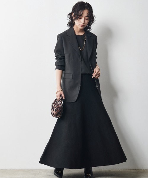 CHIC STYLE(シックスタイル)の「<大きいサイズ>ニットフレアロングスカート シックスタイル(スカート・レディース・ブラウン/ブラック・3L/5L/4L/L/LL)」の17枚目の写真