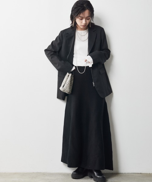 CHIC STYLE(シックスタイル)の「<大きいサイズ>ニットフレアロングスカート シックスタイル(スカート・レディース・ブラウン/ブラック・3L/5L/4L/L/LL)」の22枚目の写真