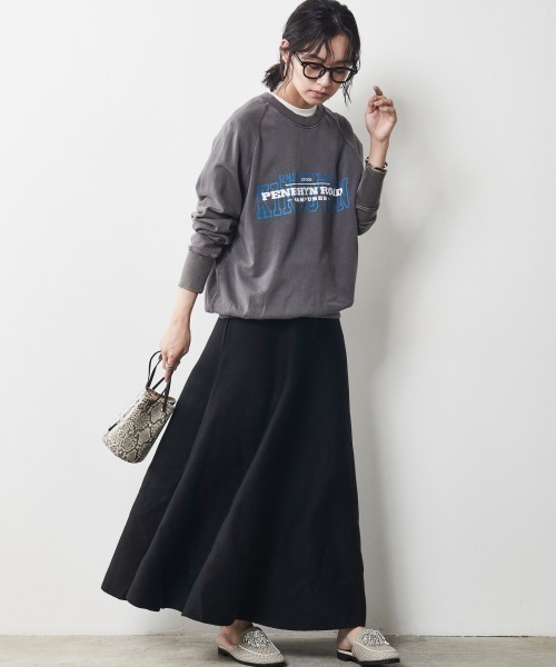 CHIC STYLE(シックスタイル)の「<大きいサイズ>ニットフレアロングスカート シックスタイル(スカート・レディース・ブラウン/ブラック・3L/5L/4L/L/LL)」の19枚目の写真