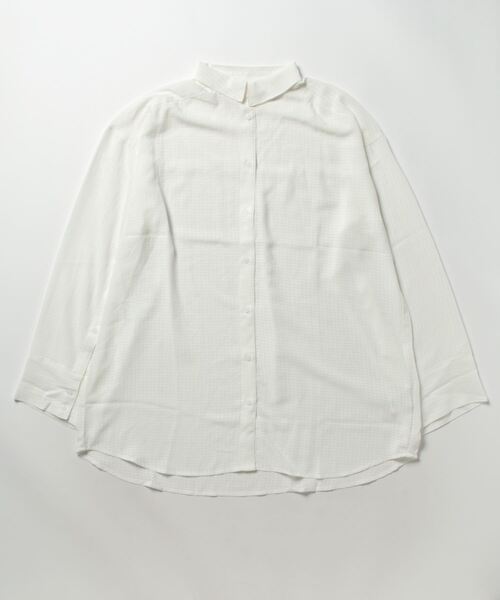 STYLEBLOCK(スタイルブロック)の「シアーギンガム釦スリットスリーブオーバーシャツ(シャツ/ブラウス・レディース・カーキ/ブラック/ホワイト・M)」の5枚目の写真