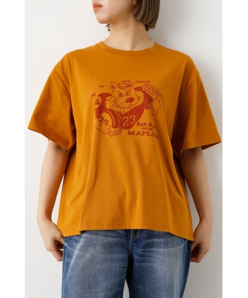 RODEO CROWNS WIDE BOWL(ロデオクラウンズワイドボウル)の「Go Maples Tシャツ(Tシャツ/カットソー・レディース・オフホワイト/チャコールグレー/マスタード・FREE)」の11枚目の写真