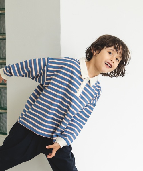 pairmanon（ペアマノン）の「配色 長袖 ポロTシャツ（Tシャツ/カットソー・キッズ・ダークブルー/ブラック/ライトベージュ/ブラウン系その他/ブルー系その他/その他/ミント/ブラック系その他6・100/120/130/110/150/80/140/90）」の7枚目の写真