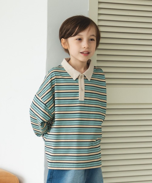 pairmanon（ペアマノン）の「配色 長袖 ポロTシャツ（Tシャツ/カットソー・キッズ・ダークブルー/ブラック/ライトベージュ/ブラウン系その他/ブルー系その他/その他/ミント/ブラック系その他6・100/120/130/110/150/80/140/90）」の8枚目の写真