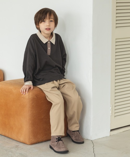 pairmanon（ペアマノン）の「配色 長袖 ポロTシャツ（Tシャツ/カットソー・キッズ・ダークブルー/ブラック/ライトベージュ/ブラウン系その他/ブルー系その他/その他/ミント/ブラック系その他6・100/120/130/110/150/80/140/90）」の10枚目の写真