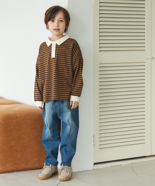 pairmanon（ペアマノン）の「配色 長袖 ポロTシャツ（Tシャツ/カットソー・キッズ・ダークブルー/ブラック/ライトベージュ/ブラウン系その他/ブルー系その他/その他/ミント/ブラック系その他6・100/120/130/110/150/80/140/90）」の14枚目の写真