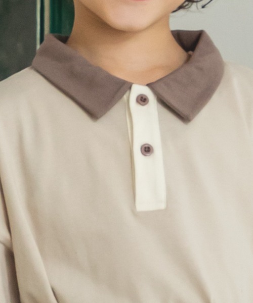pairmanon（ペアマノン）の「配色 長袖 ポロTシャツ（Tシャツ/カットソー・キッズ・ダークブルー/ブラック/ライトベージュ/ブラウン系その他/ブルー系その他/その他/ミント/ブラック系その他6・100/120/130/110/150/80/140/90）」の15枚目の写真