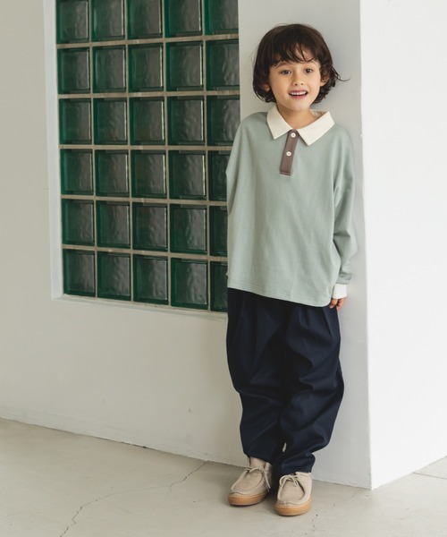 pairmanon（ペアマノン）の「配色 長袖 ポロTシャツ（Tシャツ/カットソー・キッズ・ダークブルー/ブラック/ライトベージュ/ブラウン系その他/ブルー系その他/その他/ミント/ブラック系その他6・100/120/130/110/150/80/140/90）」の18枚目の写真