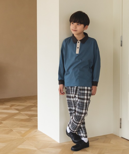 pairmanon（ペアマノン）の「配色 長袖 ポロTシャツ（Tシャツ/カットソー・キッズ・ダークブルー/ブラック/ライトベージュ/ブラウン系その他/ブルー系その他/その他/ミント/ブラック系その他6・100/120/130/110/150/80/140/90）」の20枚目の写真