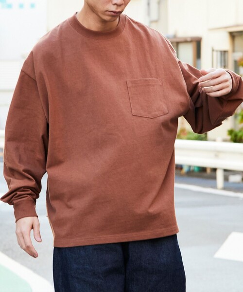 FREAK'S STORE（フリークスストア）の「限定展開 9オンス Heavyweight ビッグシルエット クルーネック ロングスリーブTシャツ/ヘビーウェイト/ロンTEE（Tシャツ/カットソー・メンズ・スミクロ/グレイッシュベージュ/ネイビー/アッシュグレー/ブラック/ホワイト/ブラウン・SMALL/MEDIUM/LARGE）」の5枚目の写真