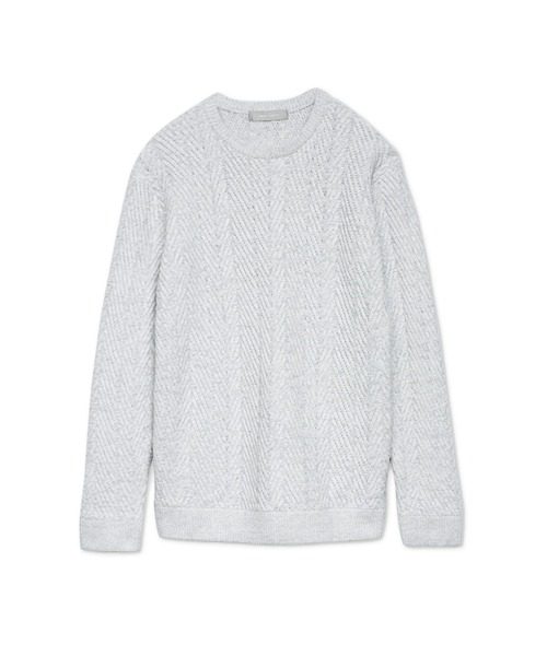 HIGH STREET（ハイストリート）の「HIGH STREET∴ランダムへリンボンモールクルーネックニット（ニット/セーター・メンズ・ダークブラウン系/グレー系その他/グレー・M/L/LL）」の21枚目の写真