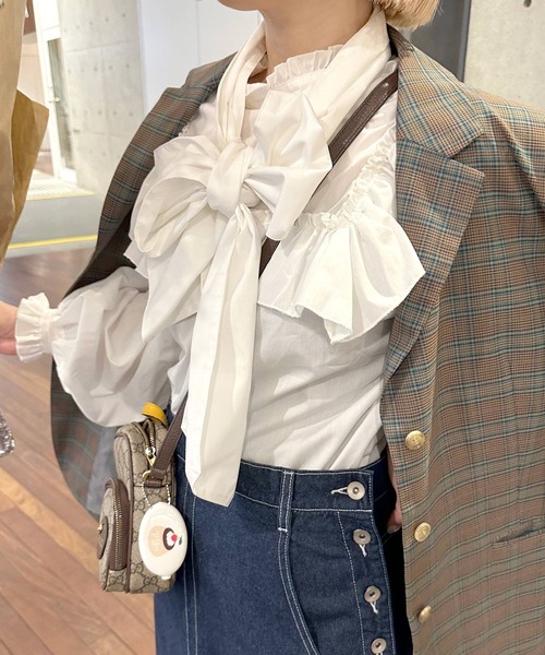 Alley by w closet（アリーバイダブルクローゼット）の「【Alley】ボリュームボウタイブラウス（シャツ/ブラウス・レディース・オフホワイト/ピンク系その他・FREE）」の14枚目の写真