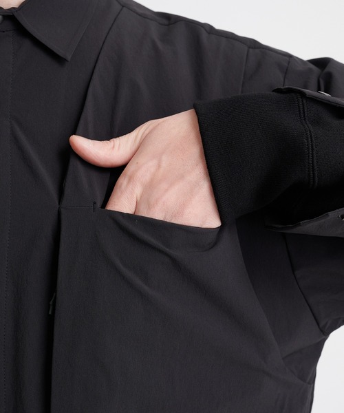 ホワイトマウンテニアリングレイヤードバックルシャツ長袖メンズベルト