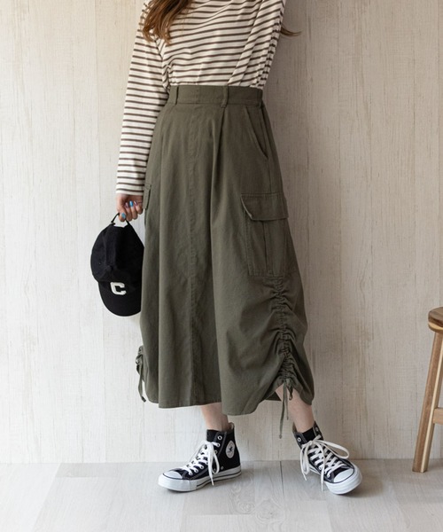 NAVY（ネイビー）の「ミリタリースカート（スカート・レディース・ブラック/カーキ/ベージュ・M/L）」の3枚目の写真