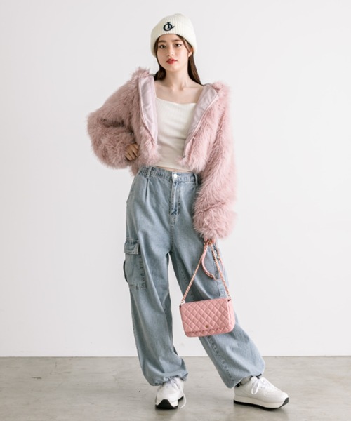 OLIVE des OLIVE（オリーブデオリーブ）の「キルティングフラップショルダー　1032120100（ショルダーバッグ・レディース・アイボリー/ブラック/ピンク・FREE）」の17枚目の写真