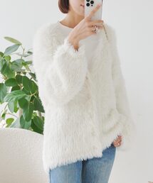 KOBE LETTUCE | シャギーニットVネックロングカーディガン(カーディガン/ボレロ)