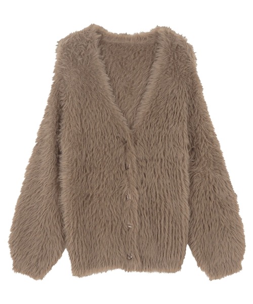 KOBE LETTUCE(コウベレタス)の「シャギーニットVネックロングカーディガン(カーディガン/ボレロ・レディース・グレー系/モカ/オフホワイト/ピンク・M)」の10枚目の写真