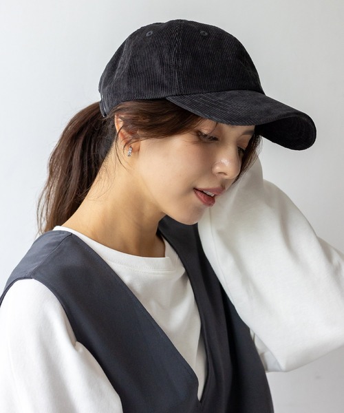VitaFelice（ヴィータフェリーチェ）の「遮光率100％ 完全遮光 コーデュロイシンプルキャップ 深め 紫外線カット率99.9％ UPF値50+ 秋冬（キャップ・レディース・ベージュ系/ブルー系/ブラック/ベージュ/アイボリー/ブラウン/グレー/チャコール・FREE）」の21枚目の写真