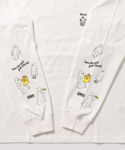 NO NEED(ノーニード)の「袖オバケプリント ロングスリーブTシャツ(Tシャツ/カットソー・メンズ・ライトグレー/ホワイト/チャコールグレー・L/M)」の4枚目の写真