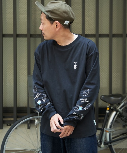 NO NEED(ノーニード)の「袖オバケプリント ロングスリーブTシャツ(Tシャツ/カットソー・メンズ・ライトグレー/ホワイト/チャコールグレー・L/M)」の3枚目の写真