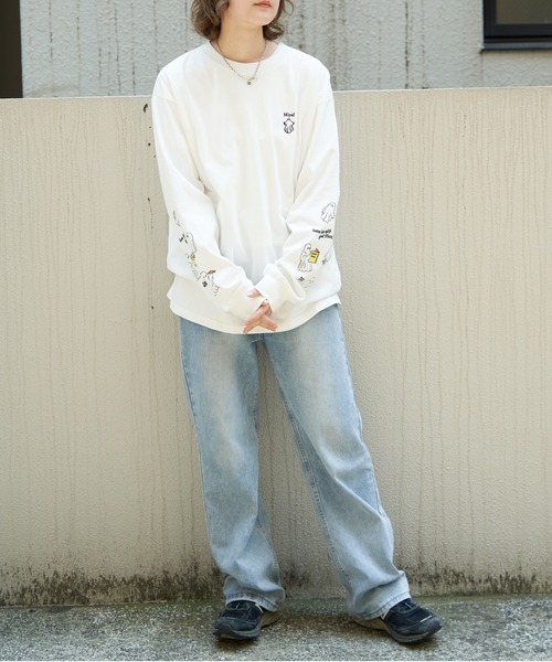 NO NEED(ノーニード)の「袖オバケプリント ロングスリーブTシャツ(Tシャツ/カットソー・メンズ・ライトグレー/ホワイト/チャコールグレー・L/M)」の9枚目の写真