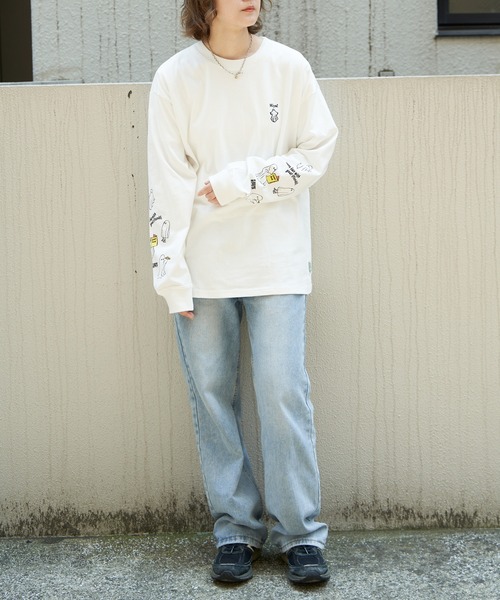 NO NEED(ノーニード)の「袖オバケプリント ロングスリーブTシャツ(Tシャツ/カットソー・メンズ・ライトグレー/ホワイト/チャコールグレー・L/M)」の10枚目の写真