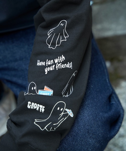 NO NEED(ノーニード)の「袖オバケプリント ロングスリーブTシャツ(Tシャツ/カットソー・メンズ・ライトグレー/ホワイト/チャコールグレー・L/M)」の15枚目の写真