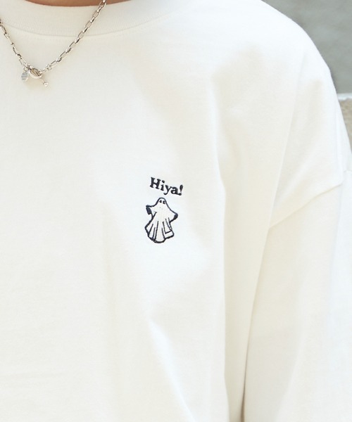 NO NEED(ノーニード)の「袖オバケプリント ロングスリーブTシャツ(Tシャツ/カットソー・メンズ・ライトグレー/ホワイト/チャコールグレー・L/M)」の7枚目の写真