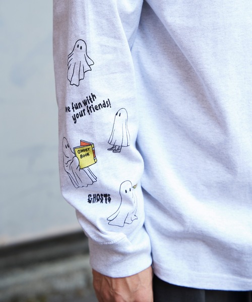 NO NEED(ノーニード)の「袖オバケプリント ロングスリーブTシャツ(Tシャツ/カットソー・メンズ・ライトグレー/ホワイト/チャコールグレー・L/M)」の21枚目の写真