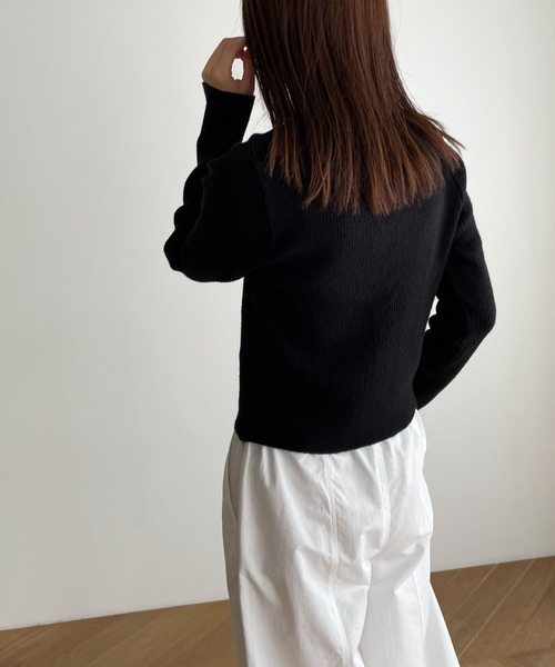 CANAL JEAN(キャナルジーン)の「El mar Vネックリブニットカーディガン(カーディガン/ボレロ・レディース・グレー/ブラック・ONE SIZE)」の11枚目の写真