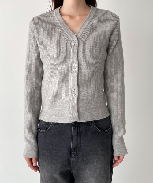 CANAL JEAN(キャナルジーン)の「El mar Vネックリブニットカーディガン(カーディガン/ボレロ・レディース・グレー/ブラック・ONE SIZE)」の14枚目の写真