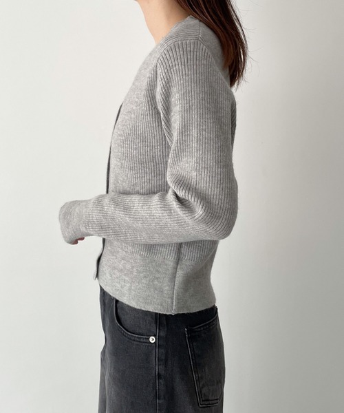 CANAL JEAN(キャナルジーン)の「El mar Vネックリブニットカーディガン(カーディガン/ボレロ・レディース・グレー/ブラック・ONE SIZE)」の15枚目の写真