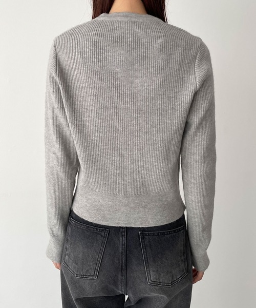 CANAL JEAN(キャナルジーン)の「El mar Vネックリブニットカーディガン(カーディガン/ボレロ・レディース・グレー/ブラック・ONE SIZE)」の3枚目の写真