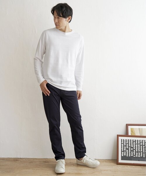 ikka（イッカ）の「ランダムリップルボーダーロンT（Tシャツ/カットソー・メンズ・シルバー/ブラック/ホワイト/グリーン・L/XL/M/S）」の7枚目の写真